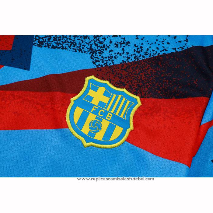 Fato de Treino Barcelona 2025-2026 Manga Curta Azul Vermelho - Calcas Curta